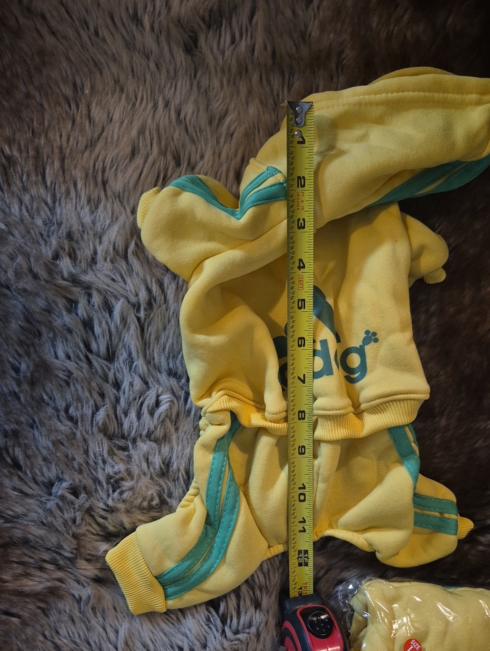 Yellow & Teal Hooded Dog One-Piece - Picture 3 of 4